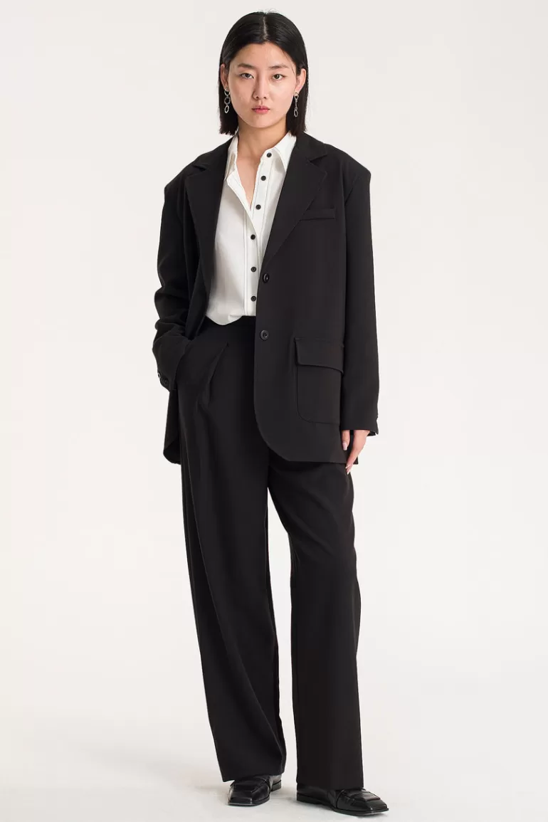 Women Olive Clothing Koya Single Button Jacket, Black
