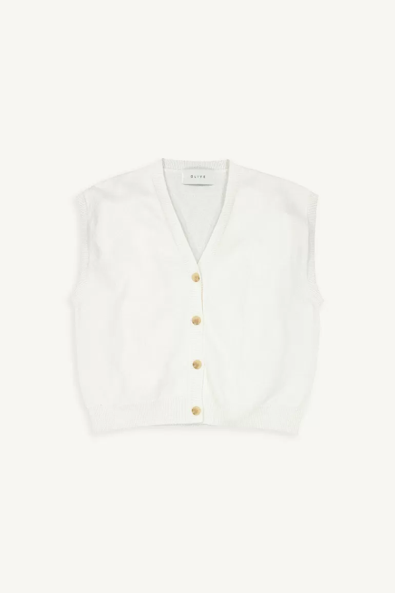 Women Olive Clothing Kyoko Button Vest, Ivory