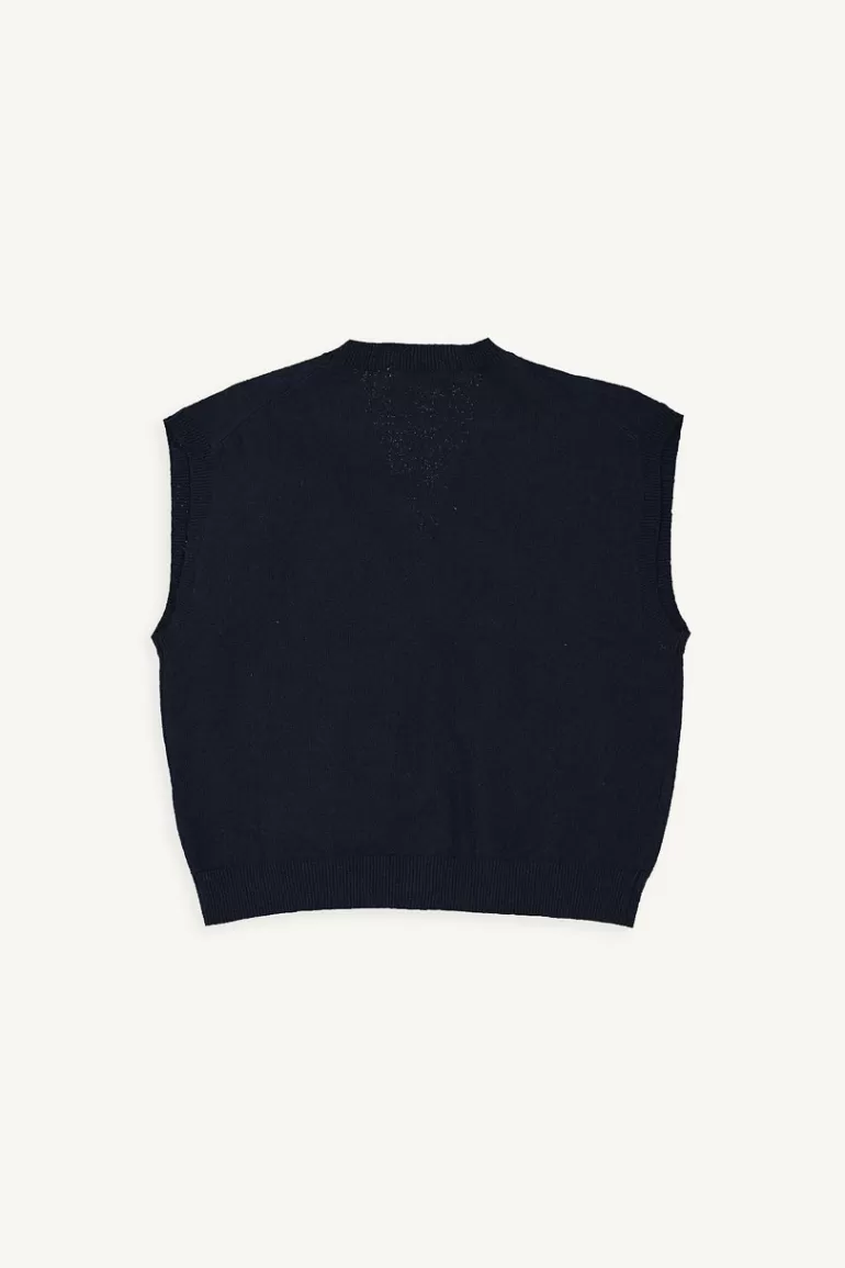Women Olive Clothing Kyoko Button Vest, Navy