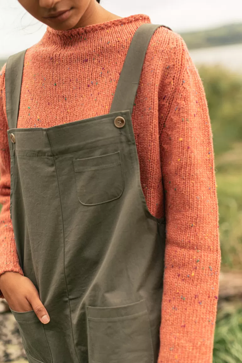 Women Olive Clothing Kyoko Cotton Dungaree, Forest
