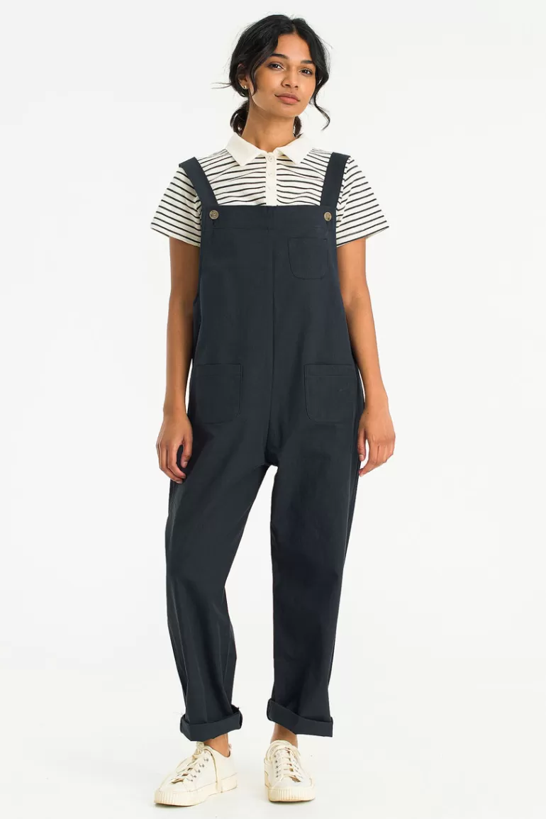 Women Olive Clothing Kyoko Cotton Dungaree, Navy