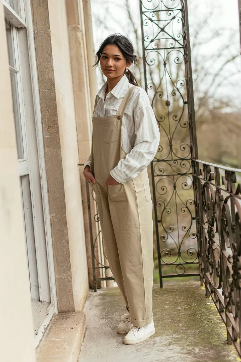 Women Olive Clothing Kyoko Cotton Dungaree, Sage