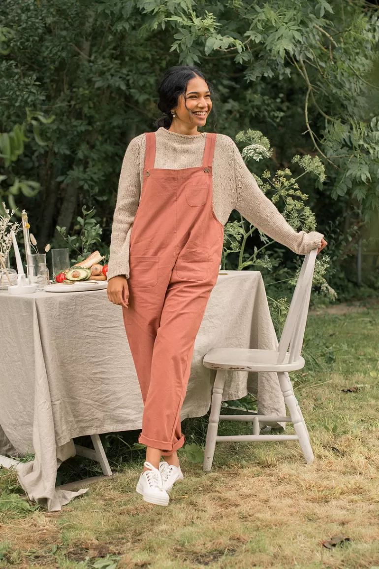 Women Olive Clothing Kyoko Cotton Dungaree, Terracotta