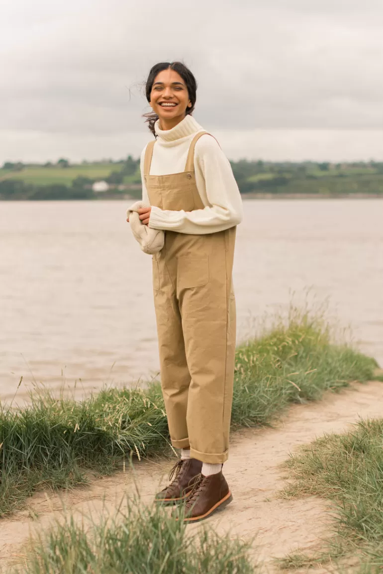 Women Olive Clothing Kyoko Cotton Dungaree, Wood