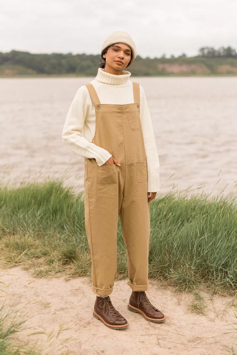 Women Olive Clothing Kyoko Cotton Dungaree, Wood