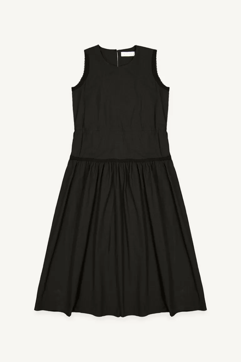 Women Olive Clothing Lace Waist String Dress, Black
