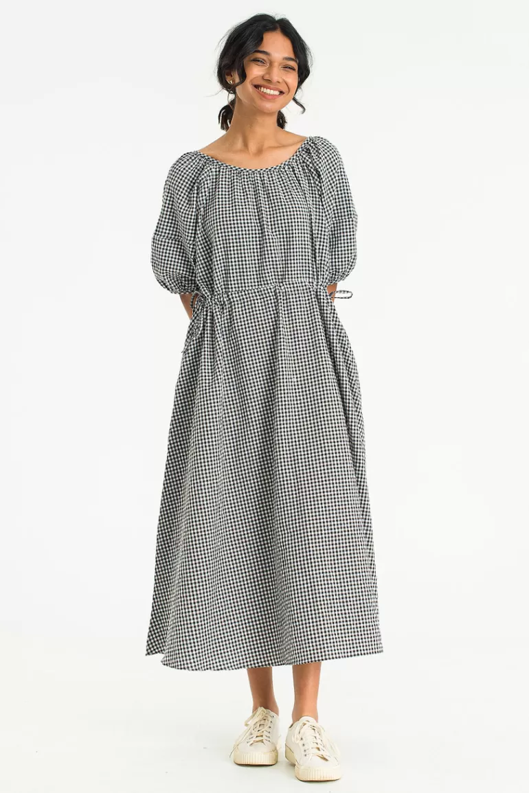 Women Olive Clothing Lacie Gingham Dress, Black