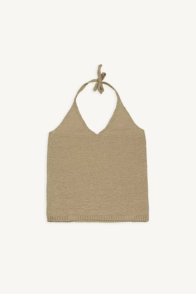 Women Olive Clothing Lana Two Way Knit Top, Khaki Beige