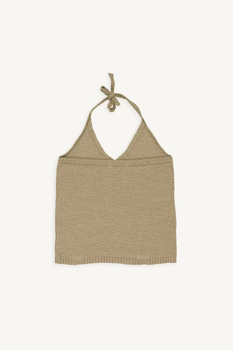 Women Olive Clothing Lana Two Way Knit Top, Khaki Beige