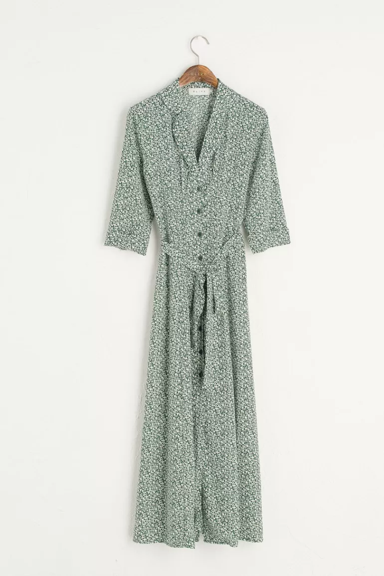Women Olive Clothing Laura Notched Collar Dress, Green