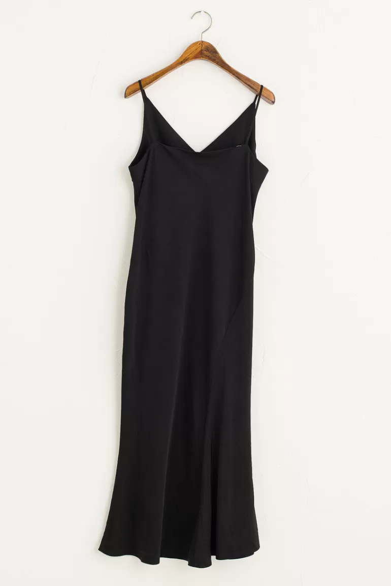 Women Olive Clothing Laura Satin Sleeveless Dress, Black