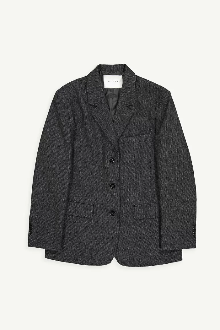 Women Olive Clothing Laura Single Button Jacket, Charcoal
