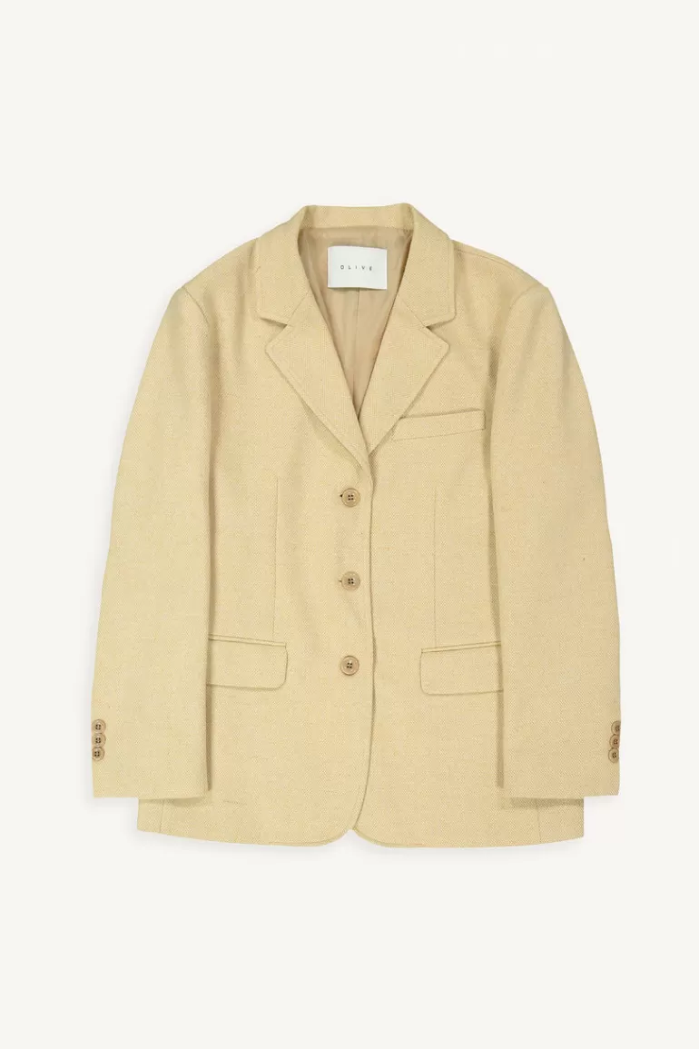 Women Olive Clothing Laura Single Button Jacket, Mustard