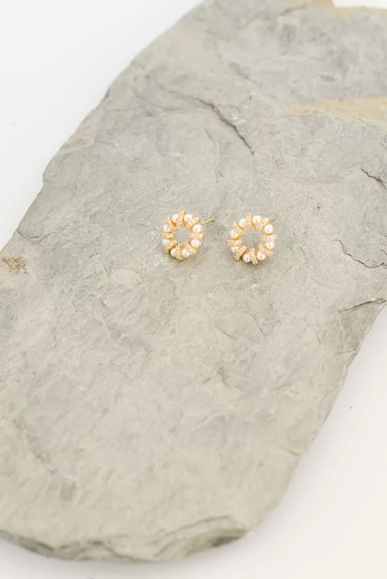 Women Olive Clothing Leah Circular Earrings, Gold Plated