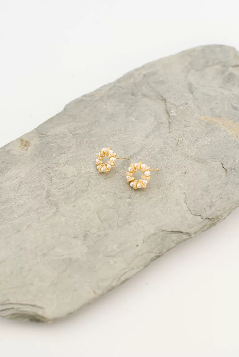 Women Olive Clothing Leah Circular Earrings, Gold Plated