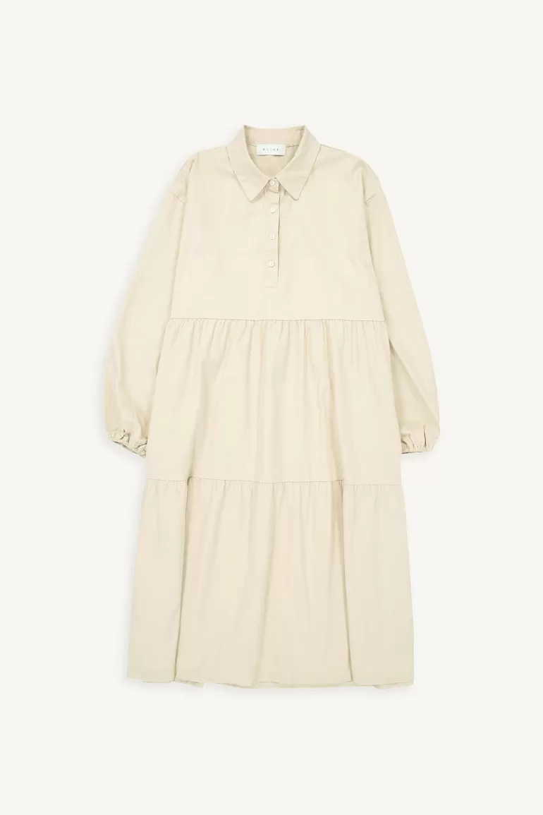 Women Olive Clothing Leon Long Tiered Dress, Beige