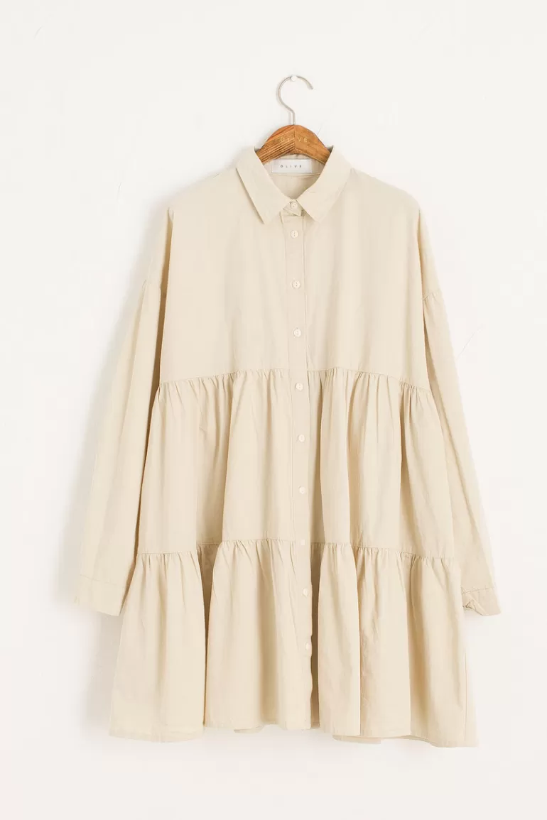 Women Olive Clothing Leon Tiered Dress, Beige