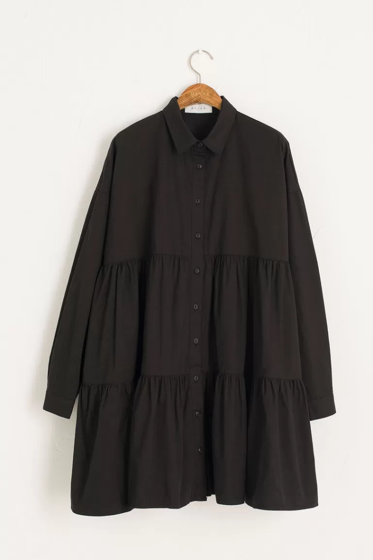 Women Olive Clothing Leon Tiered Dress, Black