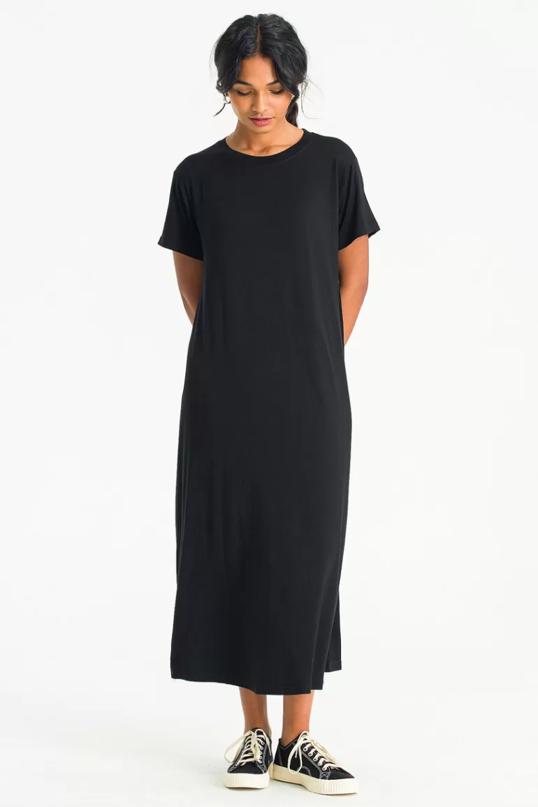Women Olive Clothing Light Weight Short Sleeve Jersey Dress, Black