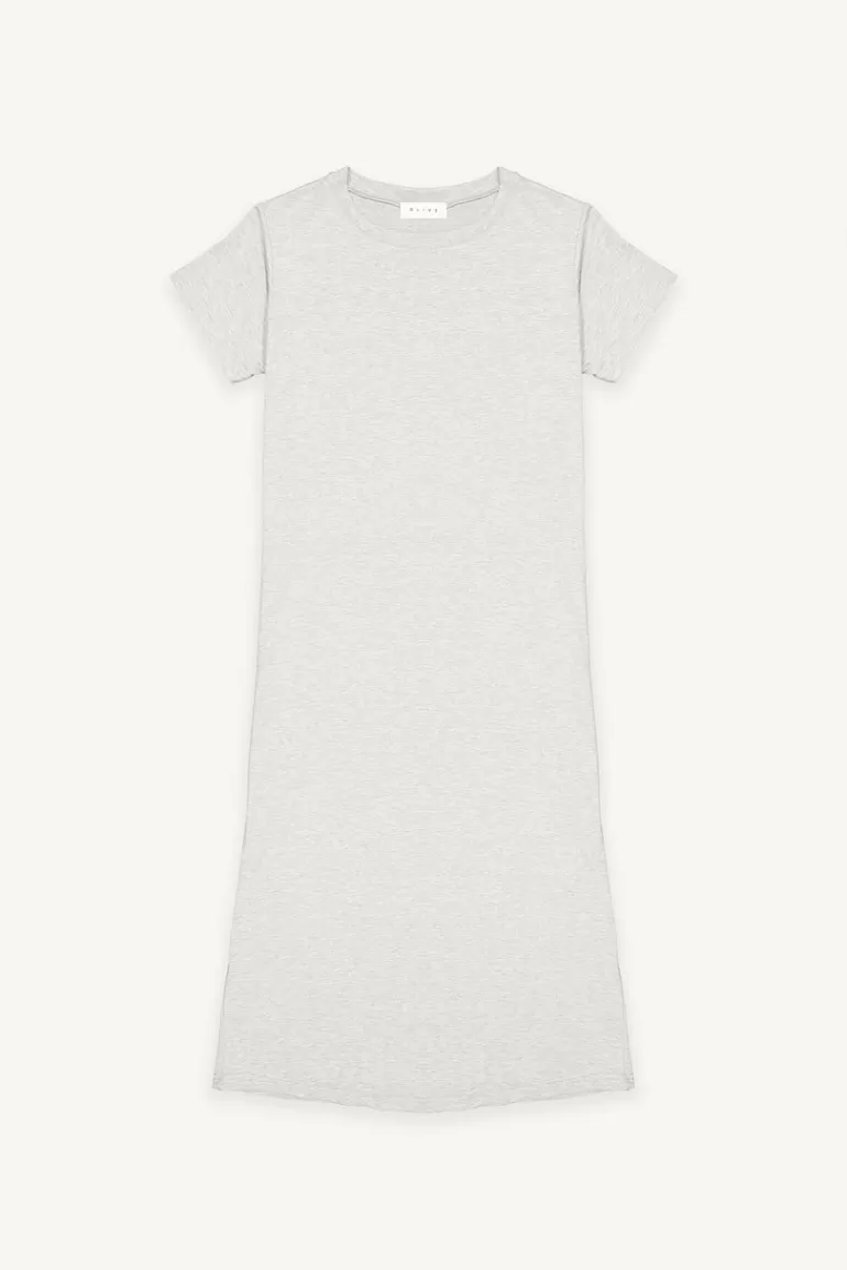 Women Olive Clothing Light Weight Short Sleeve Jersey Dress, Melange Grey