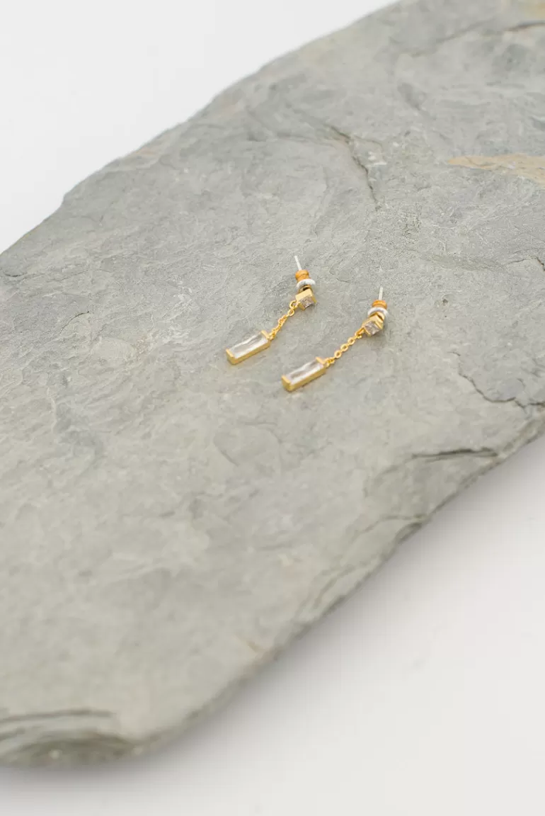 Women Olive Clothing Lillian Crystal Droplet Earrings, Gold Plated