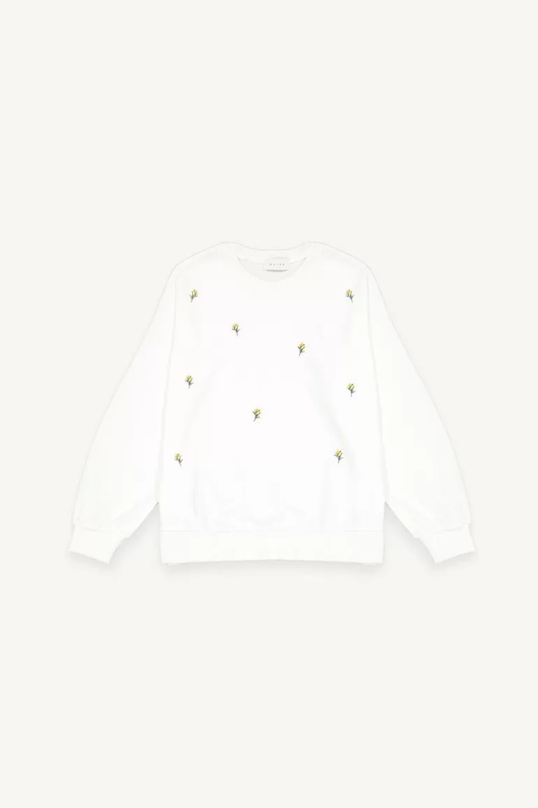 Women Olive Clothing Lily Stitch Sweatshirt, Ivory