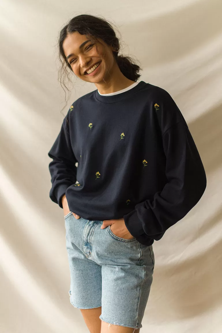 Women Olive Clothing Lily Stitch Sweatshirt, Navy