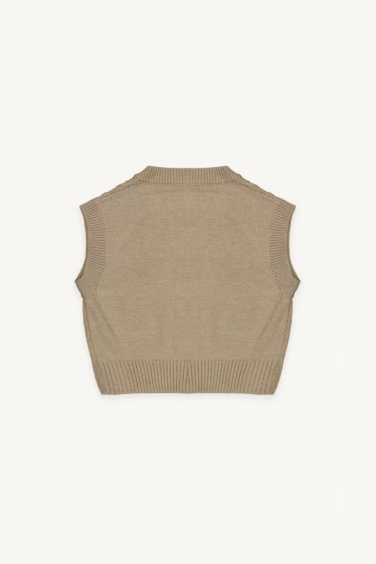 Women Olive Clothing Lina Cable Vest, Mocha