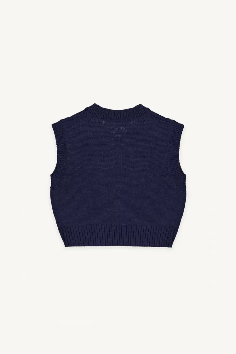 Women Olive Clothing Lina Cable Vest, Navy