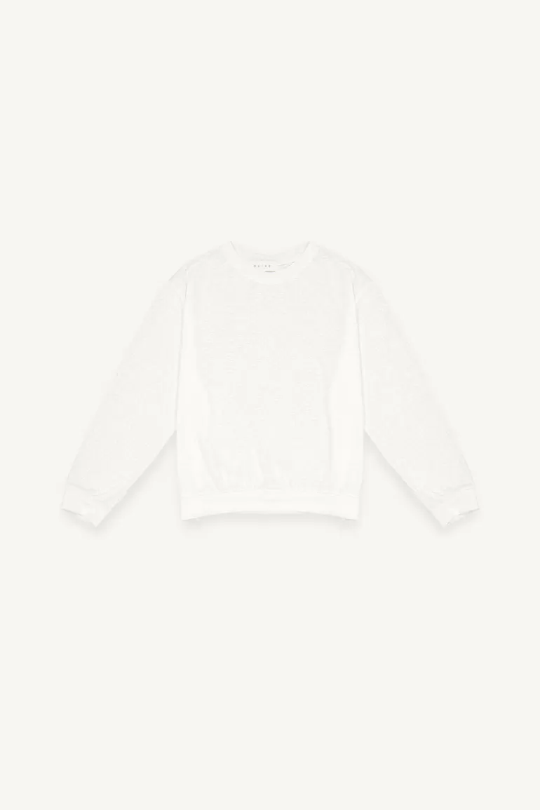 Women Olive Clothing Linen Blend Loose Tee, Ivory