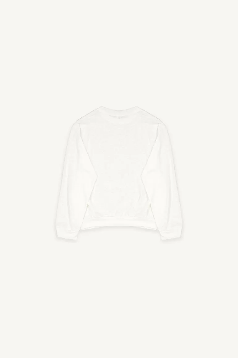 Women Olive Clothing Linen Blend Loose Tee, Ivory