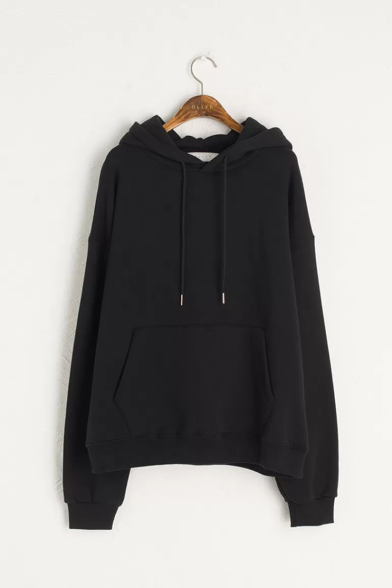 Women Olive Clothing Lisette Fleece Hoody, Black