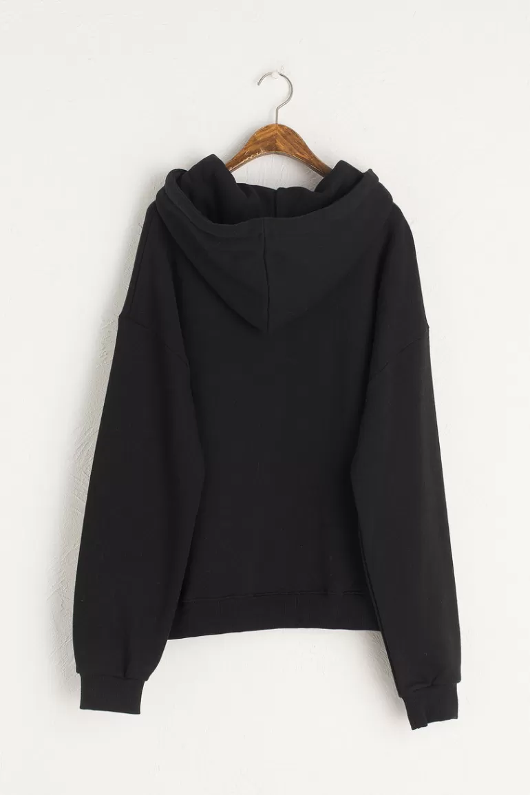 Women Olive Clothing Lisette Fleece Hoody, Black