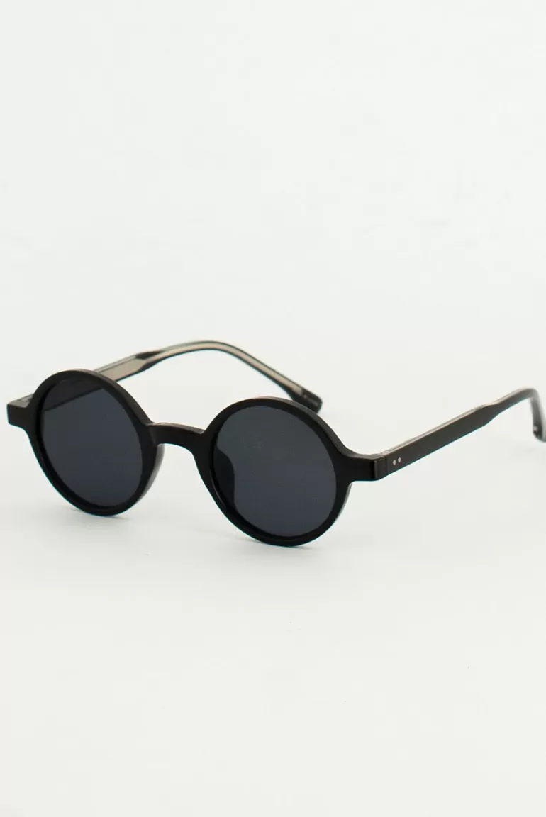 Women Olive Clothing Luci Round Sunglasses, Black