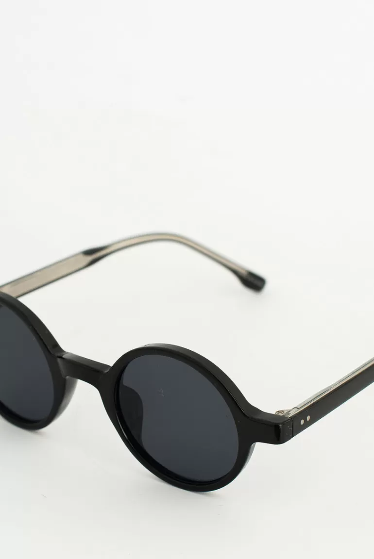 Women Olive Clothing Luci Round Sunglasses, Black