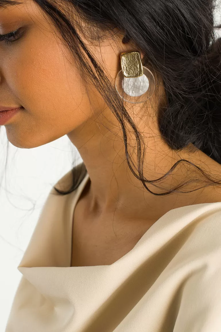 Women Olive Clothing Luna Earrings, Gold Plated