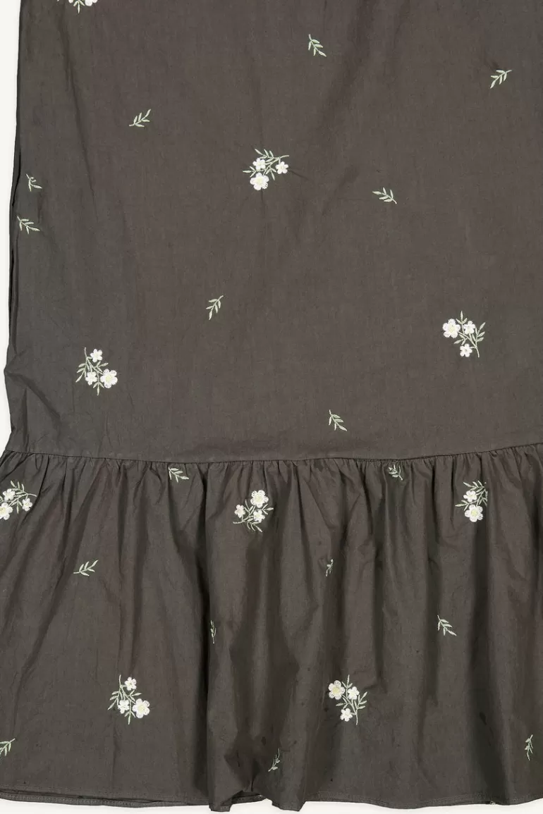 Women Olive Clothing M Flower Embroidered Cami Dress, Charcoal