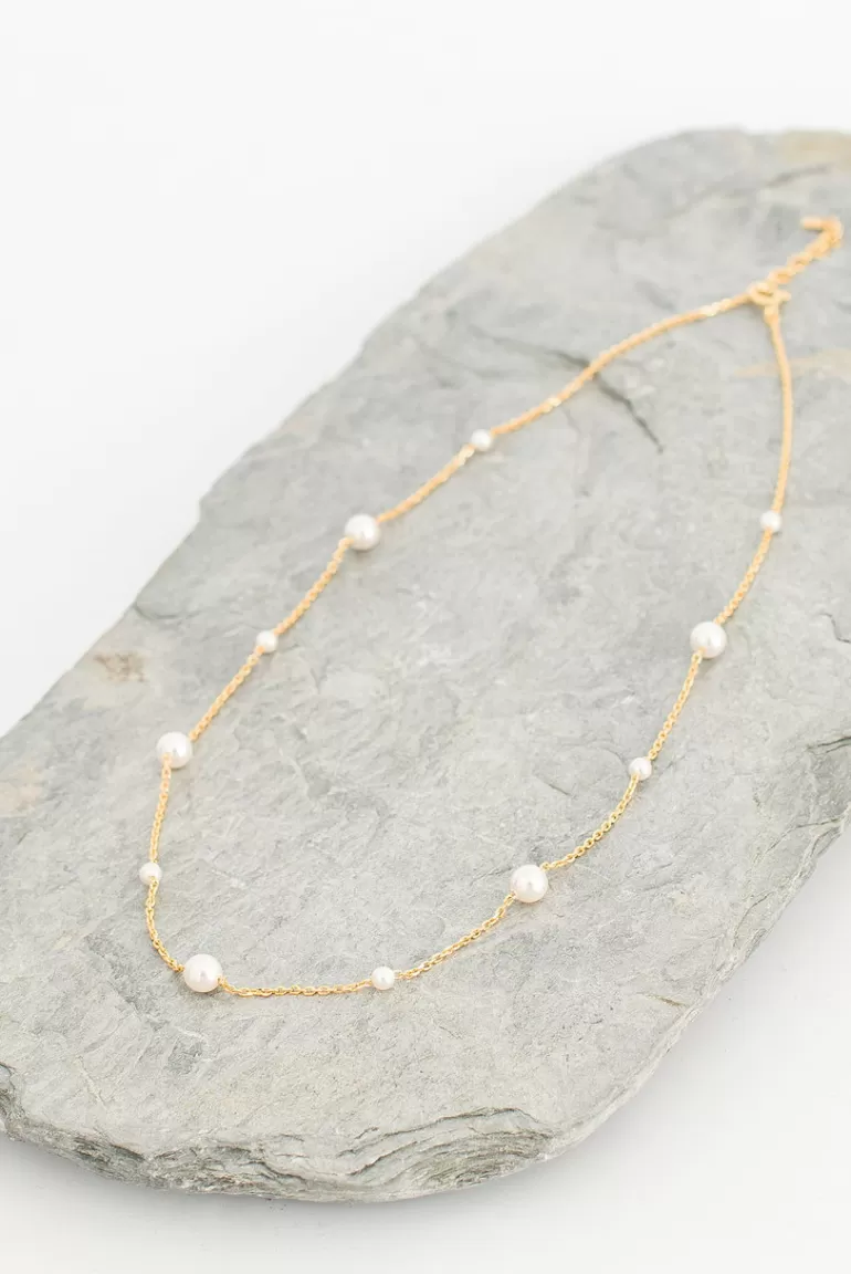 Women Olive Clothing Maisie Pearl Necklace, 14K Gold Plated