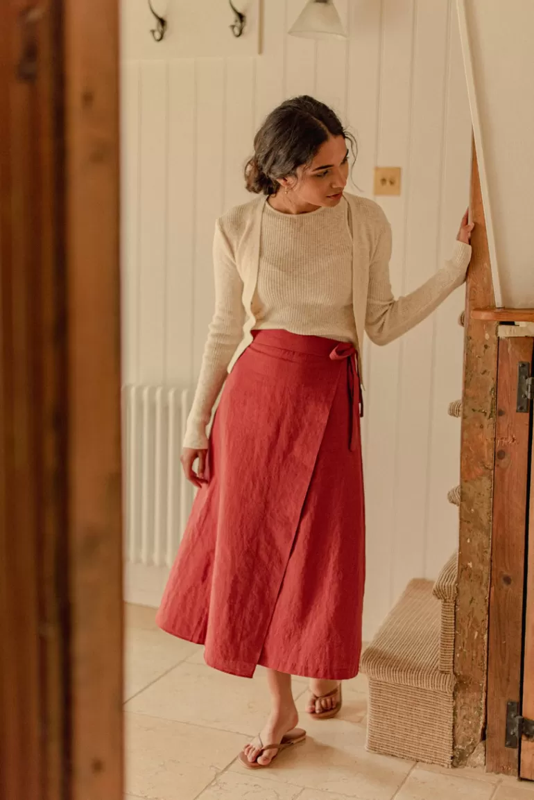 Women Olive Clothing Mallory Wrap Skirt, Red