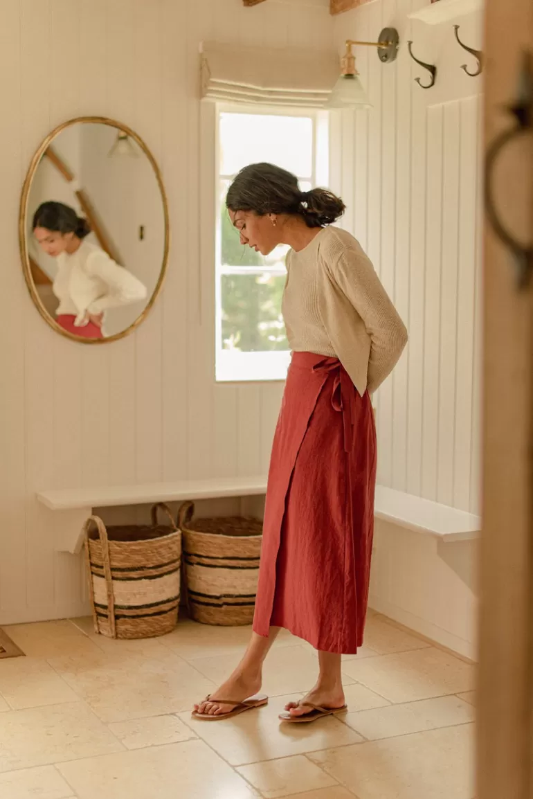 Women Olive Clothing Mallory Wrap Skirt, Red