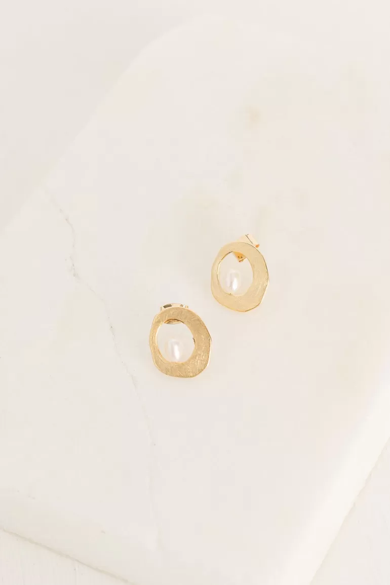 Women Olive Clothing Mare Pearl Earrings, Gold Plated