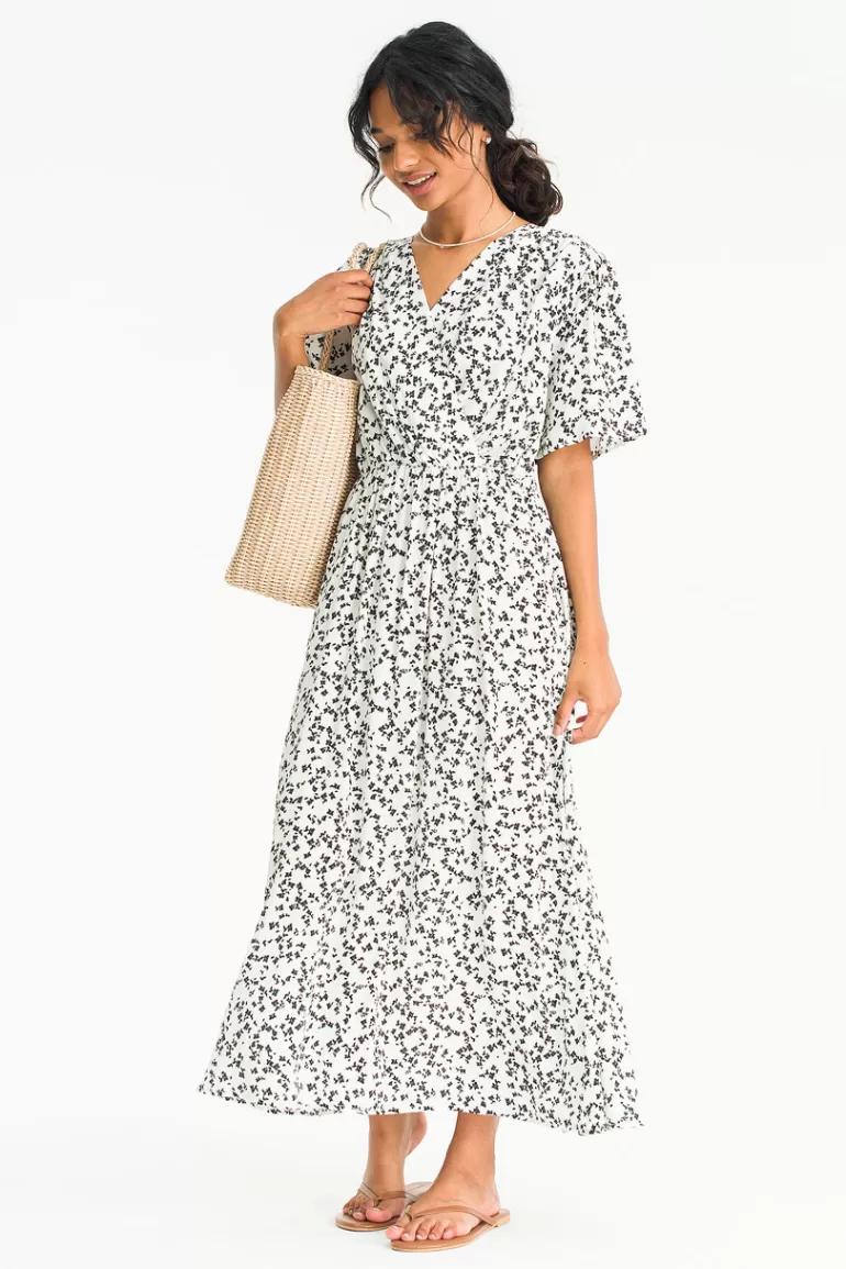 Women Olive Clothing Mari Floral Dress, Ivory