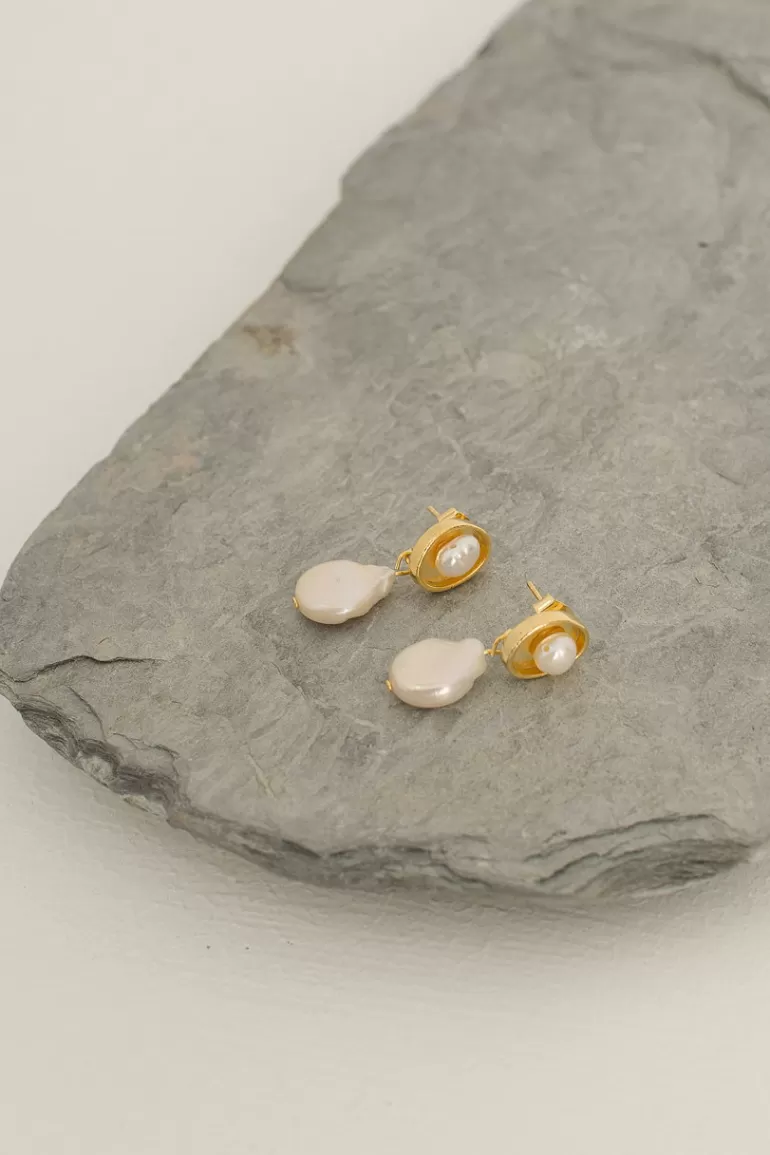 Women Olive Clothing Mariam Pearl Earrings, Gold Plated