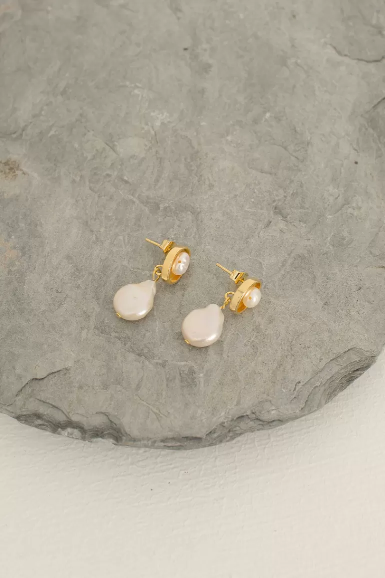 Women Olive Clothing Mariam Pearl Earrings, Gold Plated