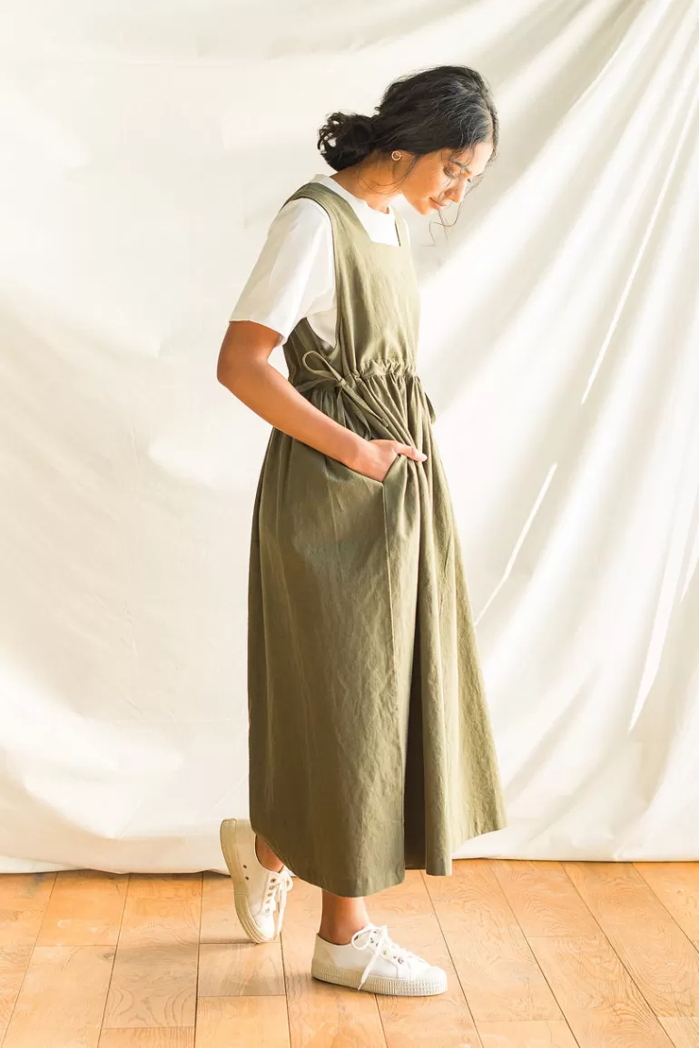 Women Olive Clothing Martha Twin Ribbon Dress, Khaki