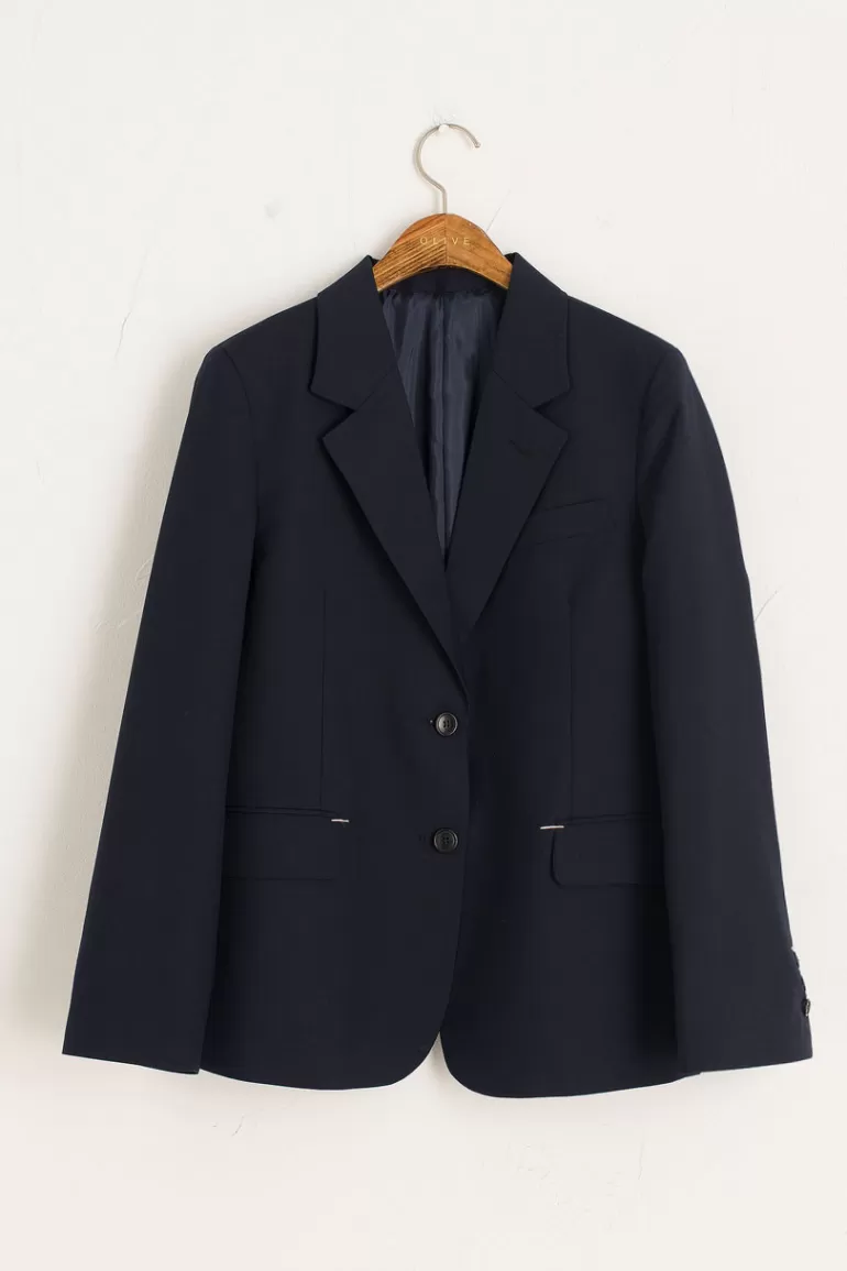 Women Olive Clothing Maru Simple Jacket, Navy