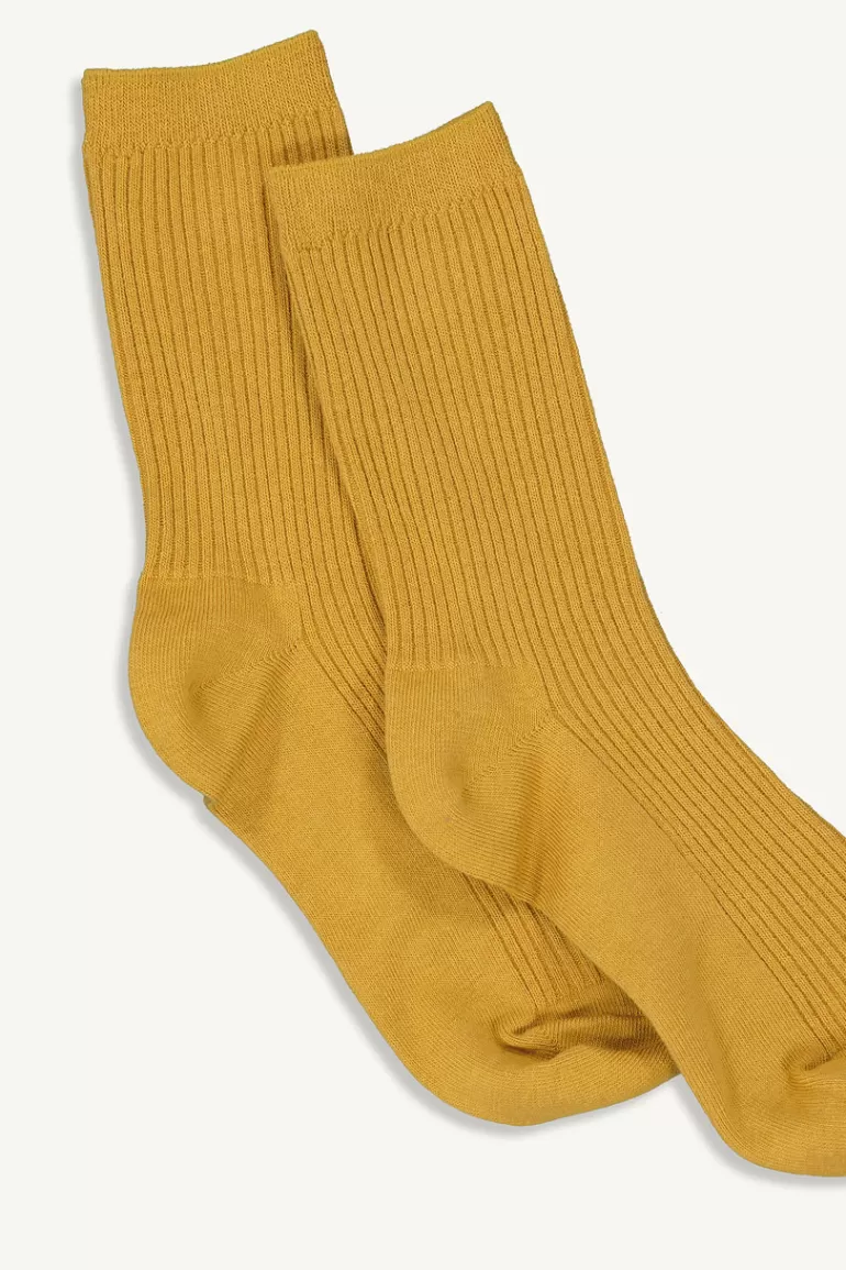 Women Olive Clothing Melody Ribbed Socks, Mustard