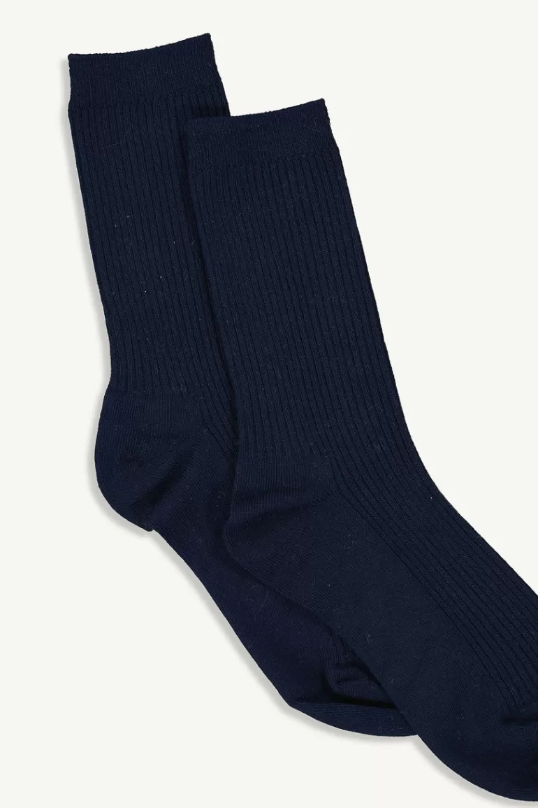 Women Olive Clothing Melody Ribbed Socks, Navy