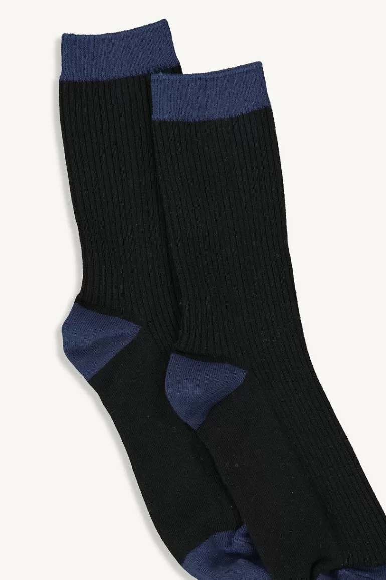 Women Olive Clothing Melody Ribbed Two-Tone Socks, Black/Navy
