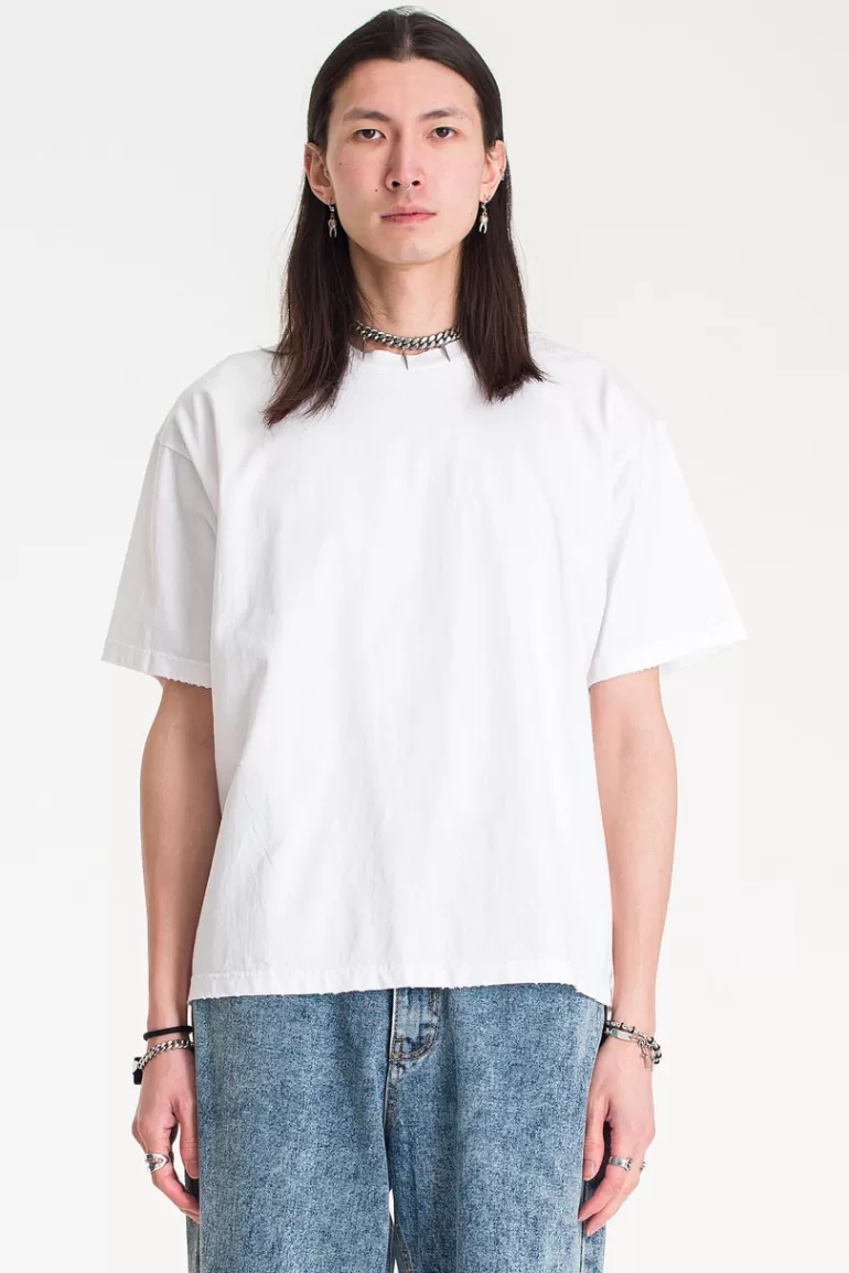 Men Olive Clothing Menswear | Distressed Box Tee, White